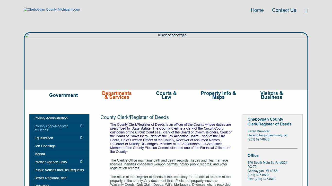 County Clerk/Register of Deeds Cheboygan County Michigan